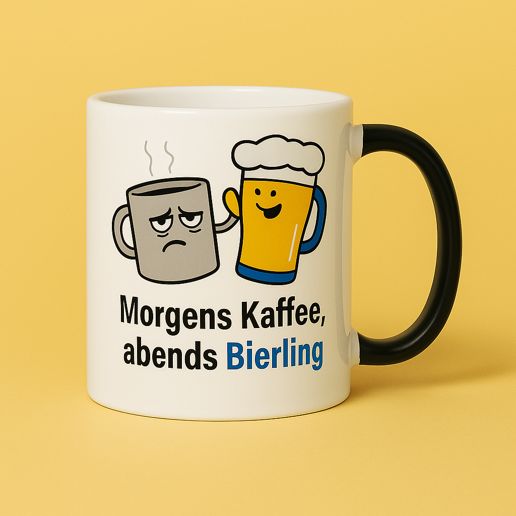 Tasse Morgens Kaffee, Abends BIERling